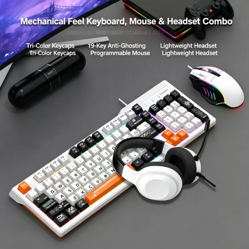 Gaming Keyboard Mouse And Headset Combo - مجموعة K8pro 3 في 1 للألعاب