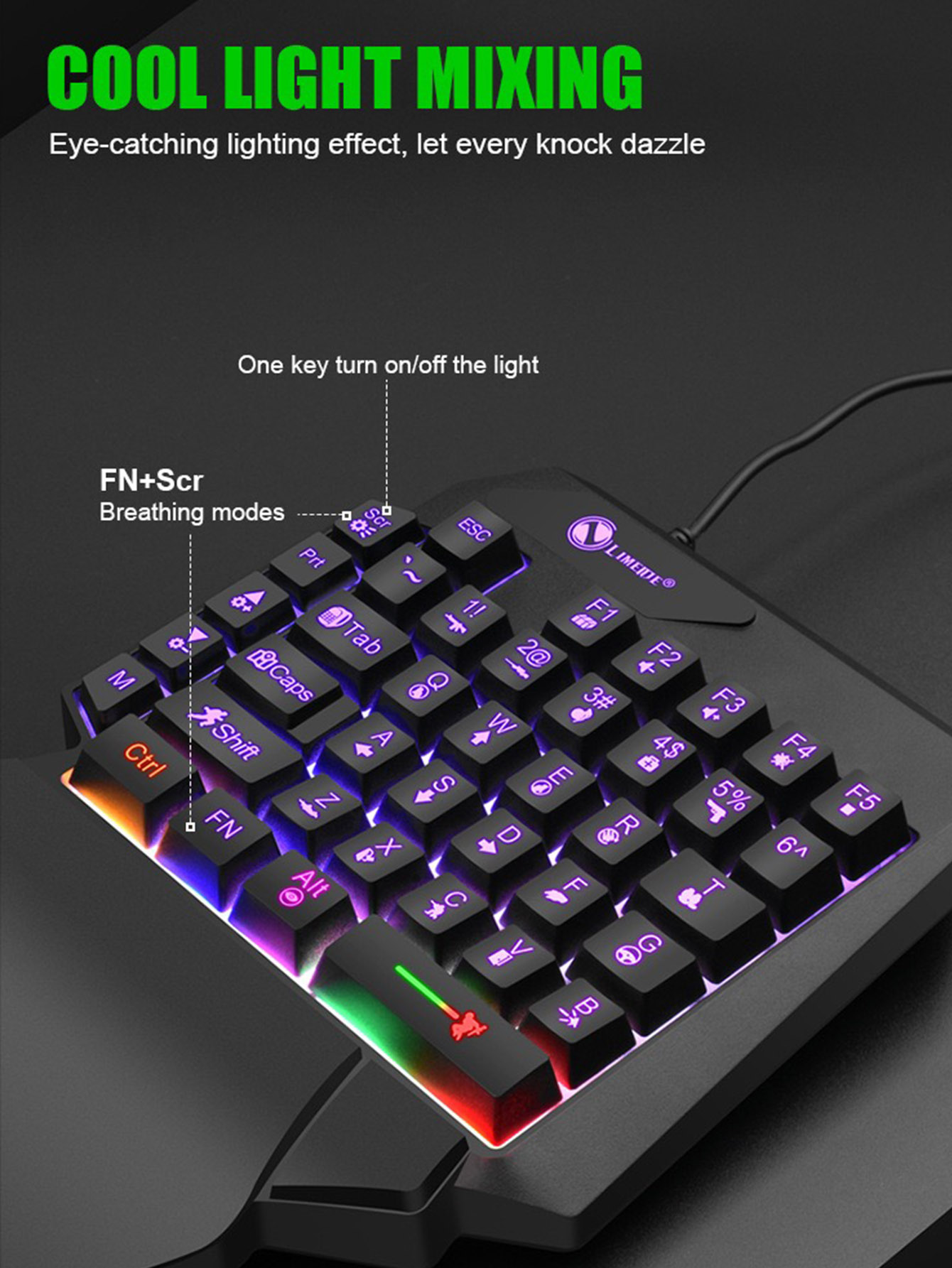 لوحة مفاتيح ميكانيكية سلكية لل - مراجعة Gaming Keyboard 1 Hand وسعره