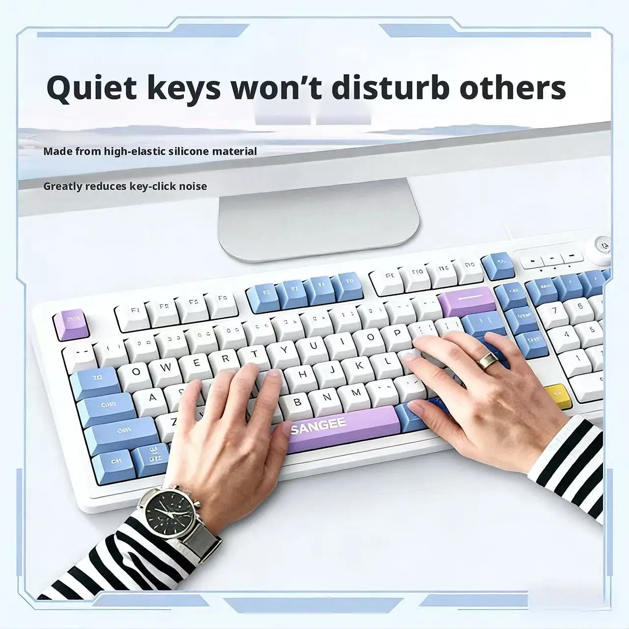 لوحة مفاتيح سلكية بـ 98 مفتاحً - مراجعة Gaming Keyboard No Noise وسعره