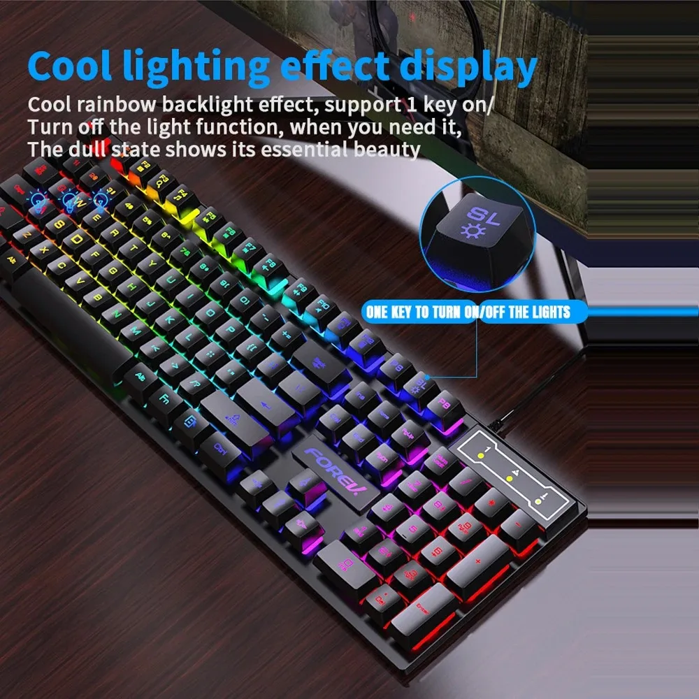 لوحة مفاتيح ميكانيكية بإضاءة خ - مراجعة Gaming Keyboard Mouse And Headset Combo وسعره