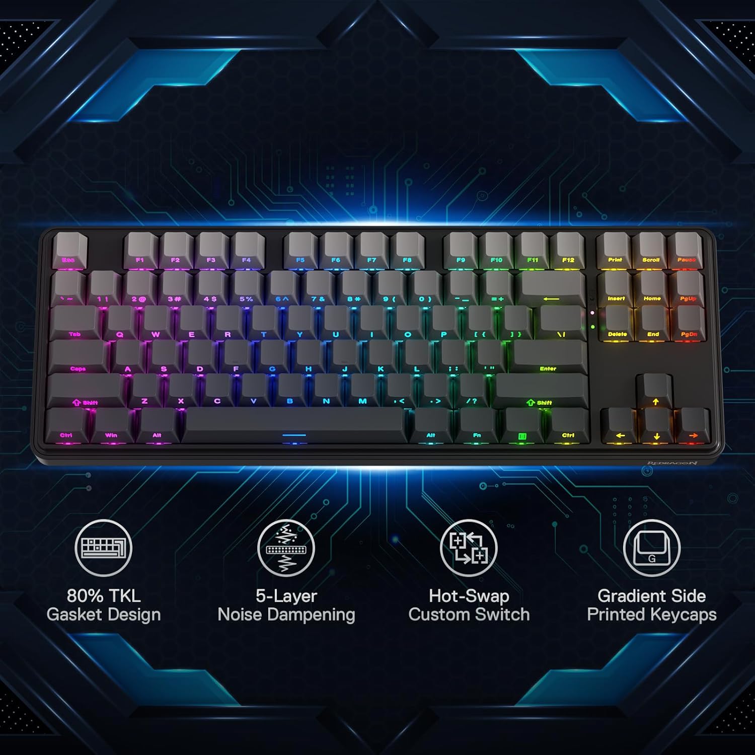 Redragon K707 PRO GB 80% طوقا  - مراجعة Gaming Keyboard No Noise وسعره